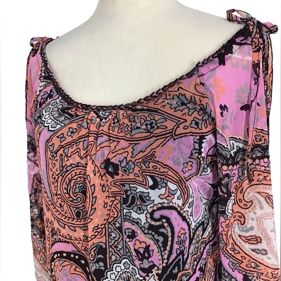 INC International Concepts Paisley Cold Shoulder Blouse - Picture 4 of 5